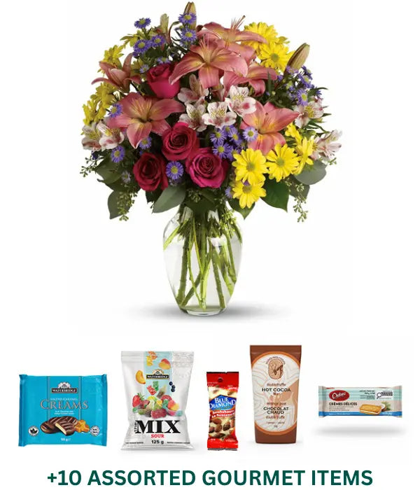 Afternoon Garden Gourmet Bundle - Flowers & Gourmet Items