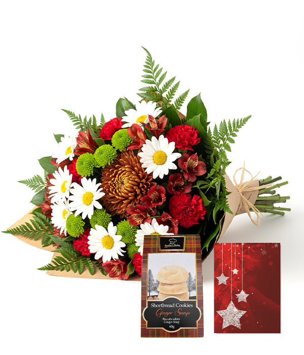 Bouquet with cookies and card