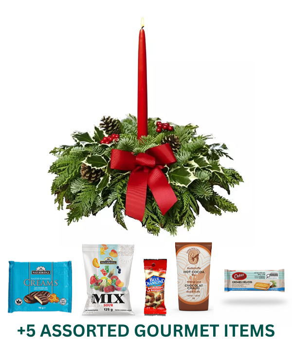 Christmas centerpiece with gourmet treats