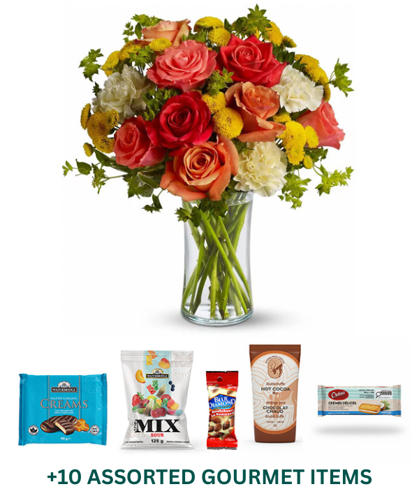 Citrus Kissed Gourmet Bundle with Flowers & Gourmet Items