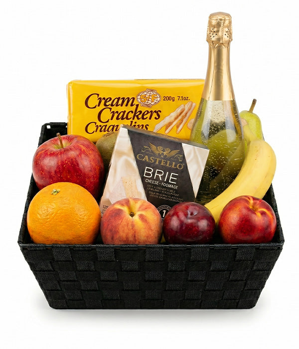 Fruit, Sparkling Wine & Cheese Basket Florist