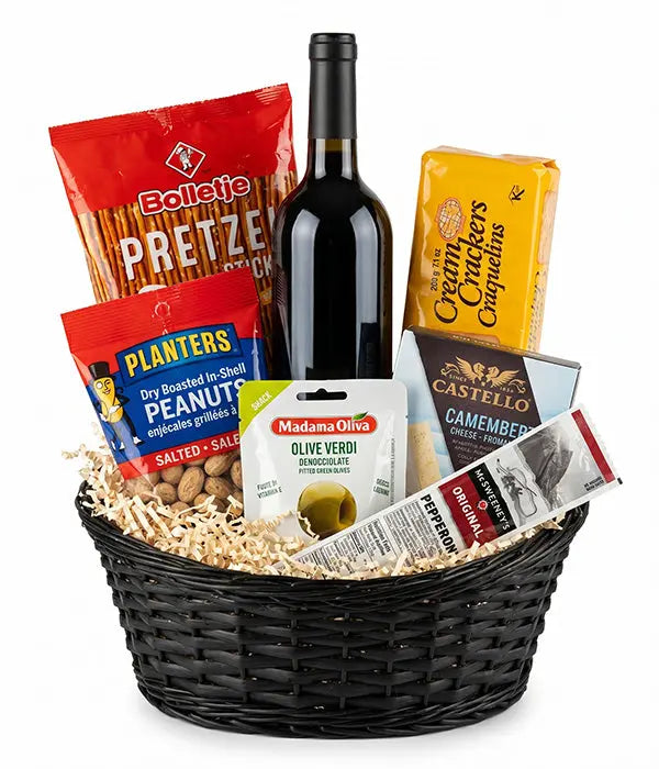 Red Wine & Cheese Basket Florist.ca