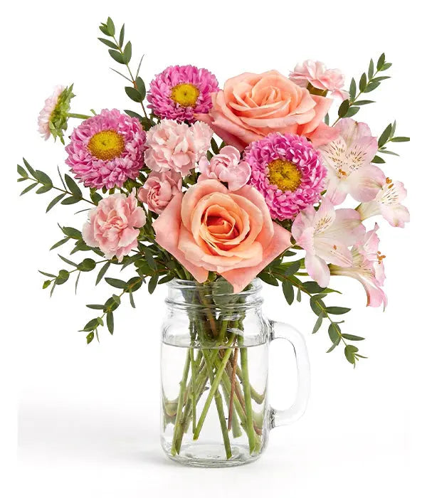 Blush Petals in a Mason Jar Florist.ca