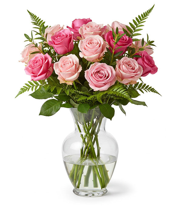 One Dozen Long Stemmed Pink Roses