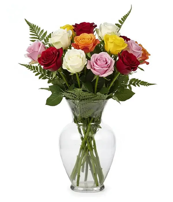 One Dozen Assorted Long Stem Roses Florist.ca