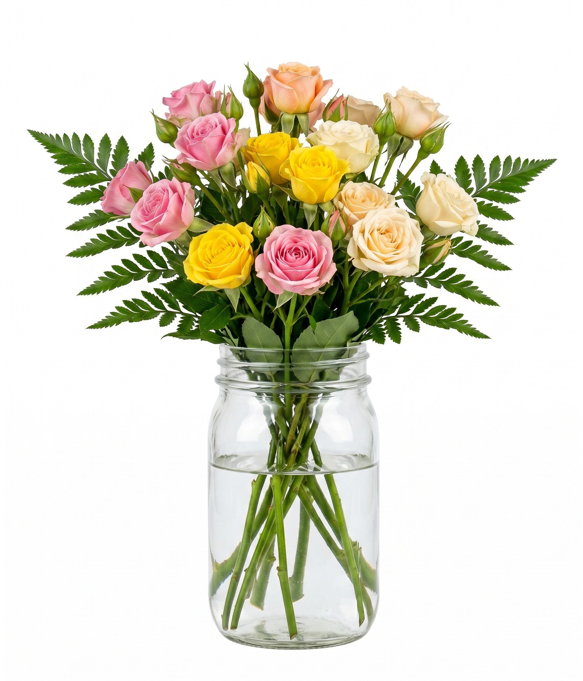 30 Blooms of Assorted Spray Roses in a Mason Jar Florist