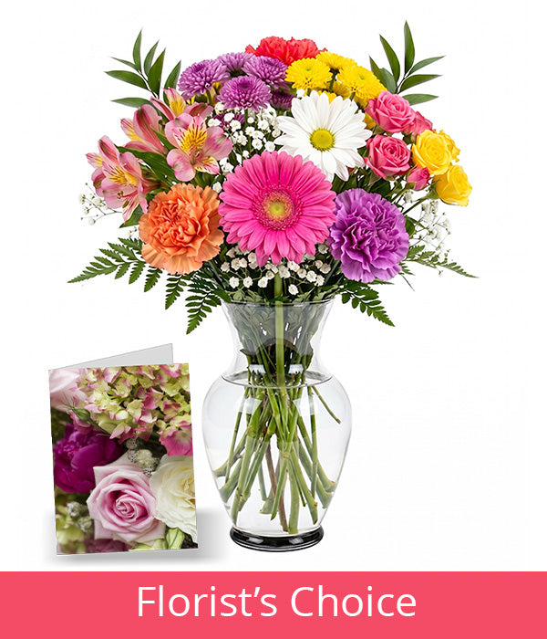Luxury Bouquet Designer’s Choice with Vase & Card Florist