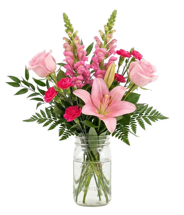 Pink Wink in Mason Jar Florist.ca