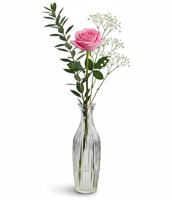 Pink Rose in Bud Vase Florist.ca