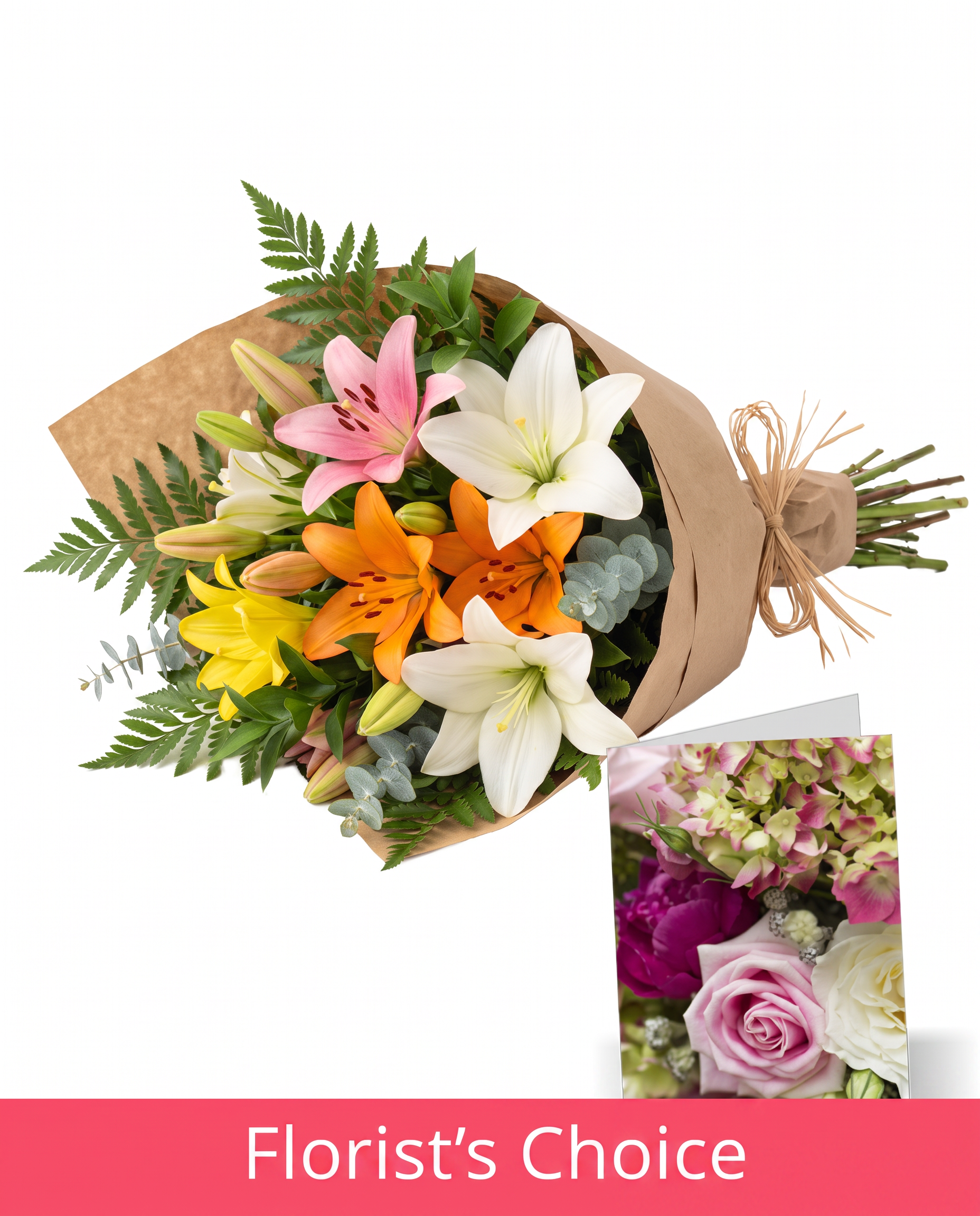 Bunch of Assorted Lilies with Card