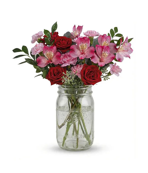 Rosy Romance in a Mason Jar Florist.ca