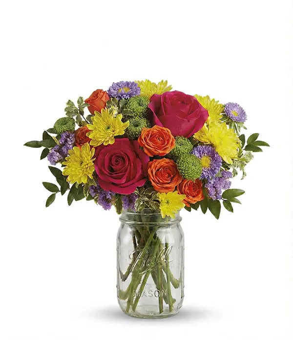 Sunny Confetti Mason Jar Florist