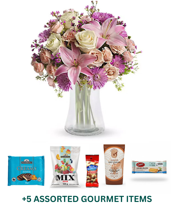 Vintage Bloom Gourmet Bundle with Flowers & Gourmet Items
