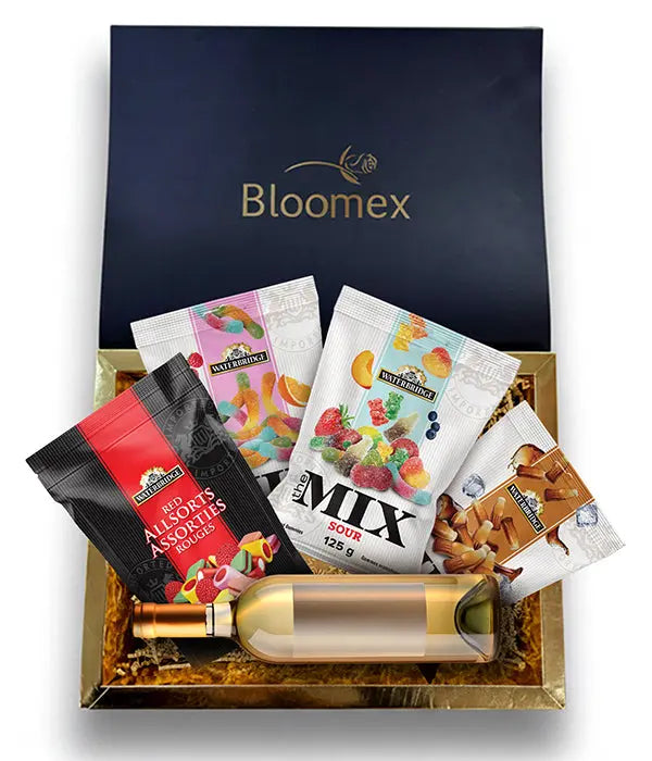 White Wine & Candy Gift Box Florist