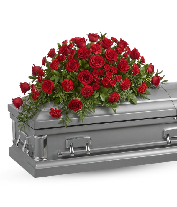 Red Rose Reverence Casket Spray