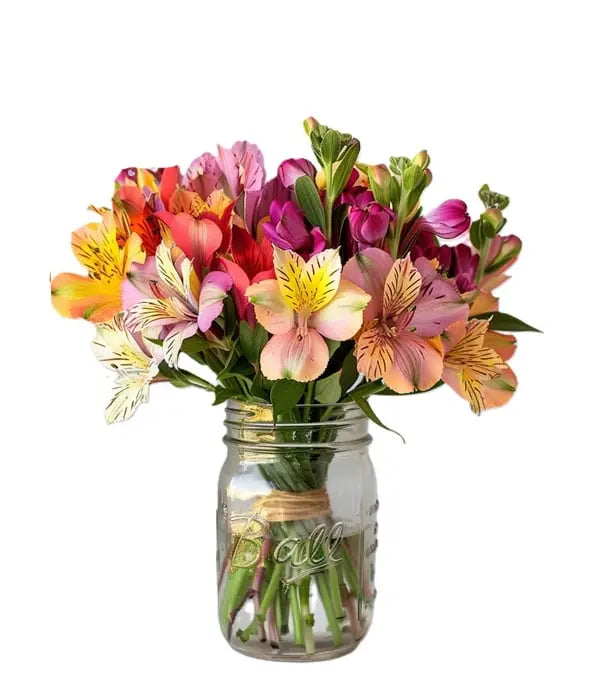 Thirty Blooms of Alstroemeria in Mason Jar Florist.ca