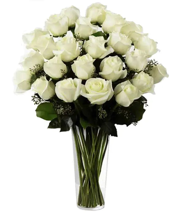 Two Dozen Long Stemmed White Roses