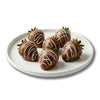 6 Milk Dipped Strawberries with White Drizzle Chocolate Covered