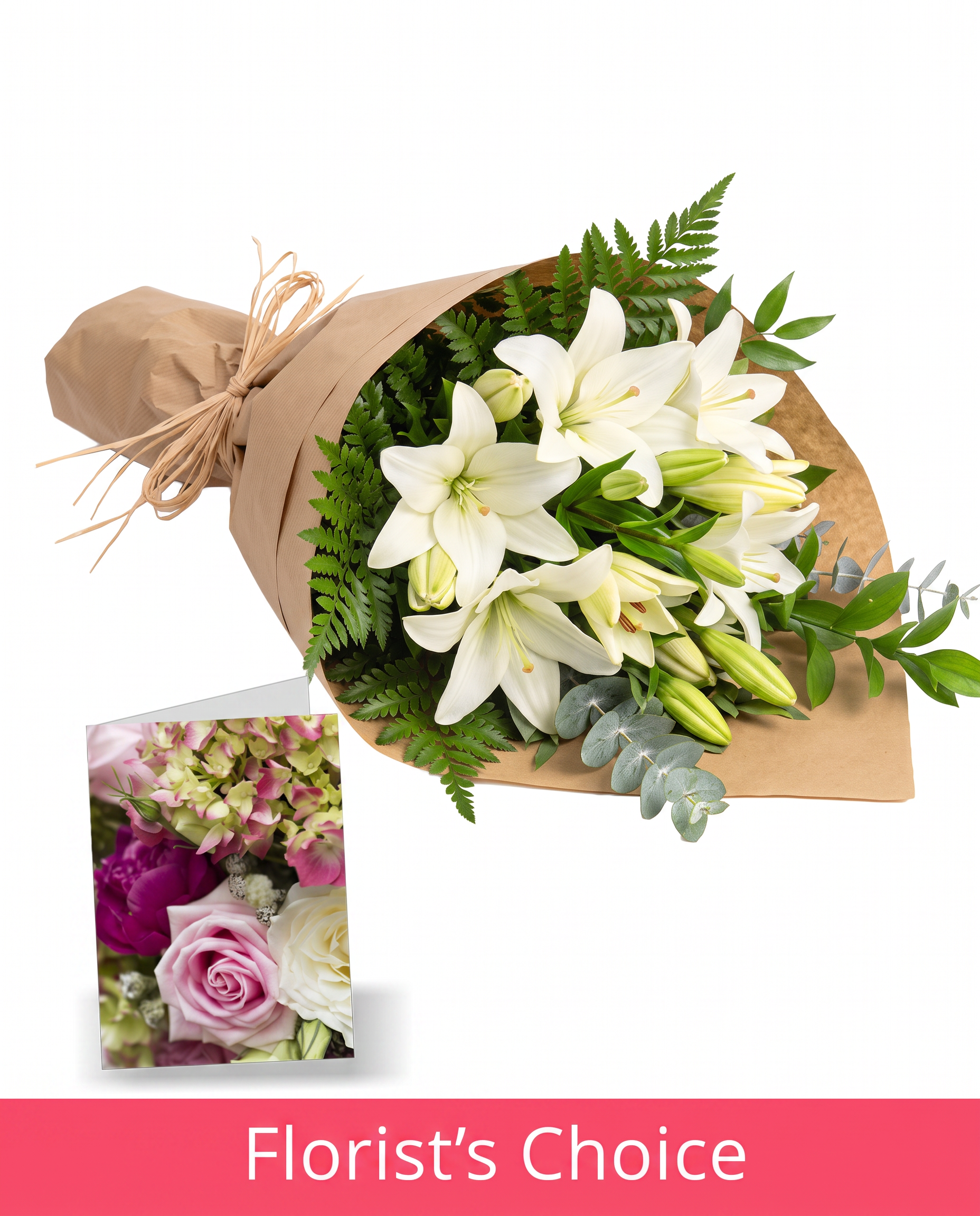 Bunch of White Lilies with Card