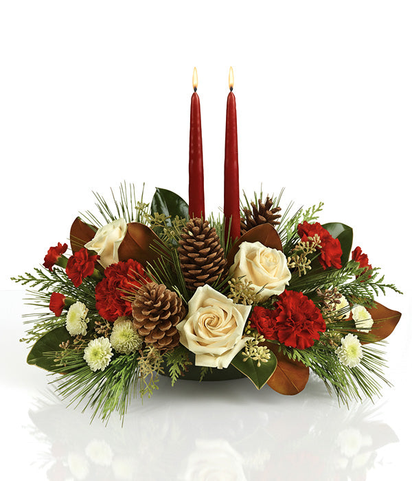 Christmas Pines Centerpiece with Candles