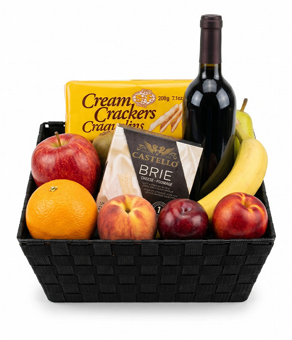 Fruit, Red Wine & Cheese Basket Florist