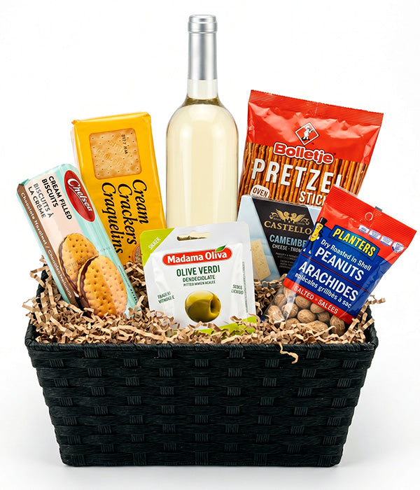 White Wine & Cheese Basket Florist.ca