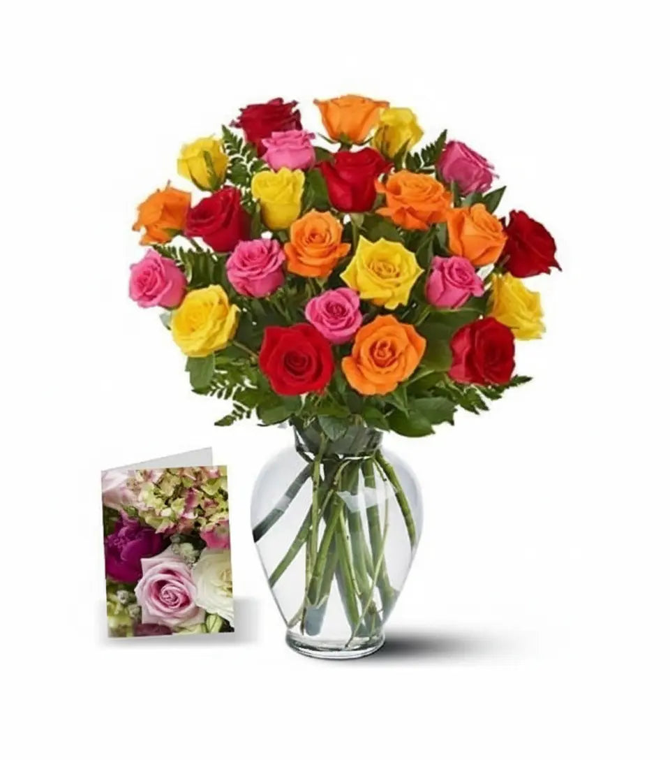 Two Dozen Assorted Roses - Beautiful Floral Gift