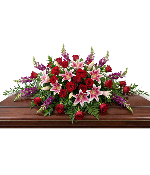 Rose and Lily Casket Arrangement