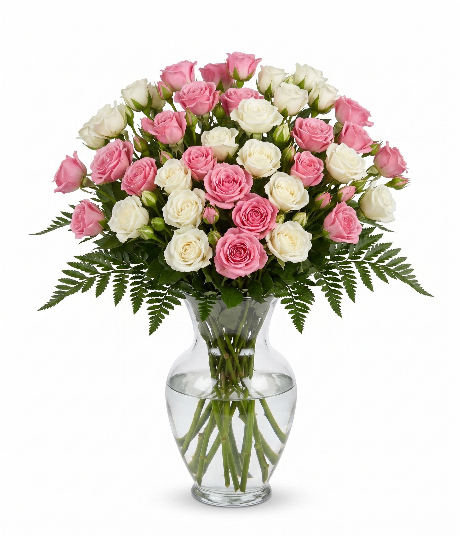 100 Blooms of White & Pink Spray Roses Florist