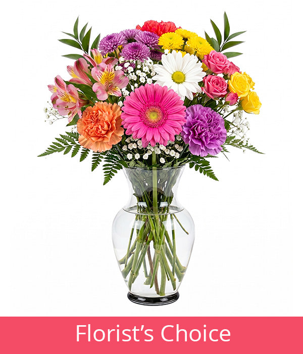 Bright Colours Designer’s Choice with Vase Florist