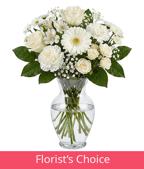 White Bouquet Designer’s Choice with Vase Florist