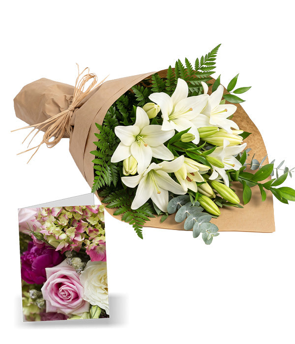 Bunch of White Lilies with Card