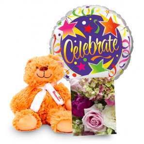 Teddy Bear, Balloon & Card