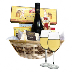 White Wine & Cheese Basket 